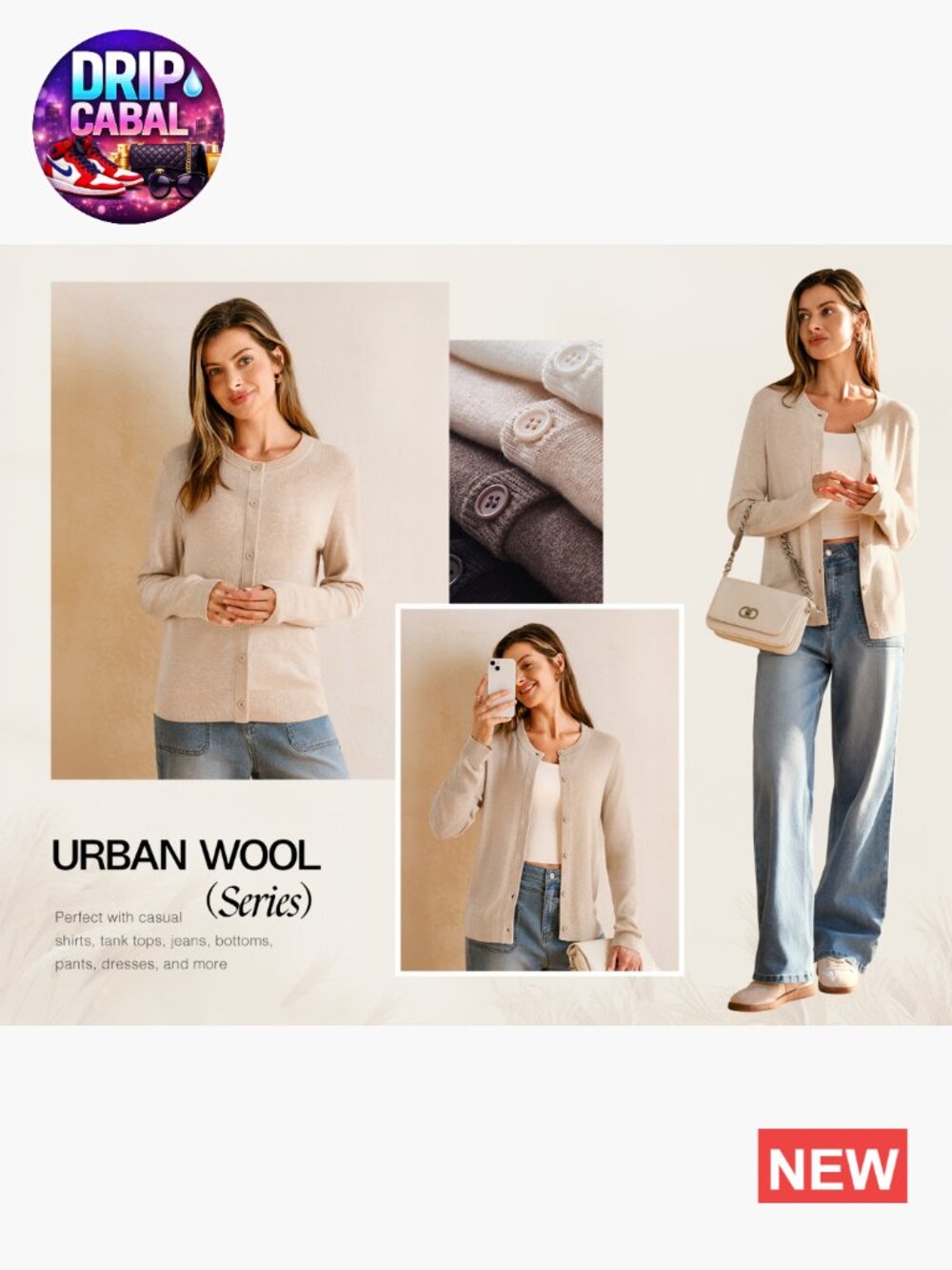 Wool Blend Lightweight Cardigan Sweater Business Casual Button Down - Picture 7 of 7
